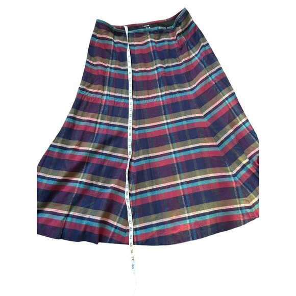 Vtg J. Peterman Cotton Plaid Skirt Midi 16 Petticoat Lace Whimsigoth Seinfeld - Picture 4 of 11